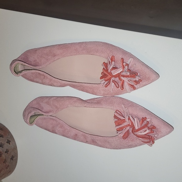 JCREW BLUSH PINK NWT REAL LEATHER SUEDE BALLET FLAT NON SKID SOLE SIZE 8.5 - Picture 1 of 6